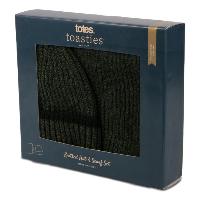 totes toasties® Mens Hat & Scarf Gift Set Khaki Extra Image 3